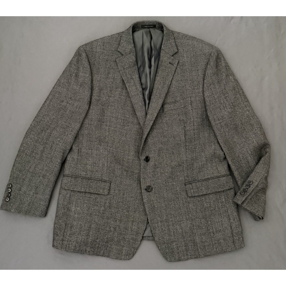 Ralph Lauren LRL Men Blazer 48R 100% Wool Gray 2 Button Houndstooth Sport Jacket